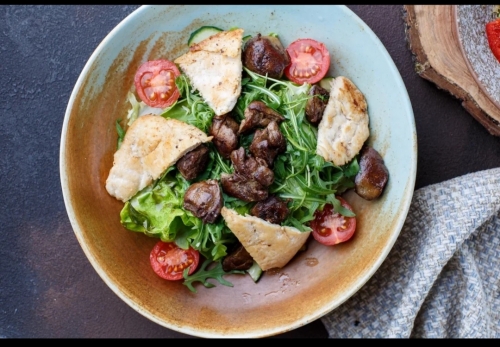 Теплый салат Курочка ряба