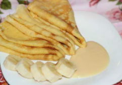 Блины со сгущеным молоком и бананом