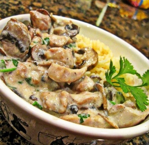 Курица по-фламандски с картофельным пюре