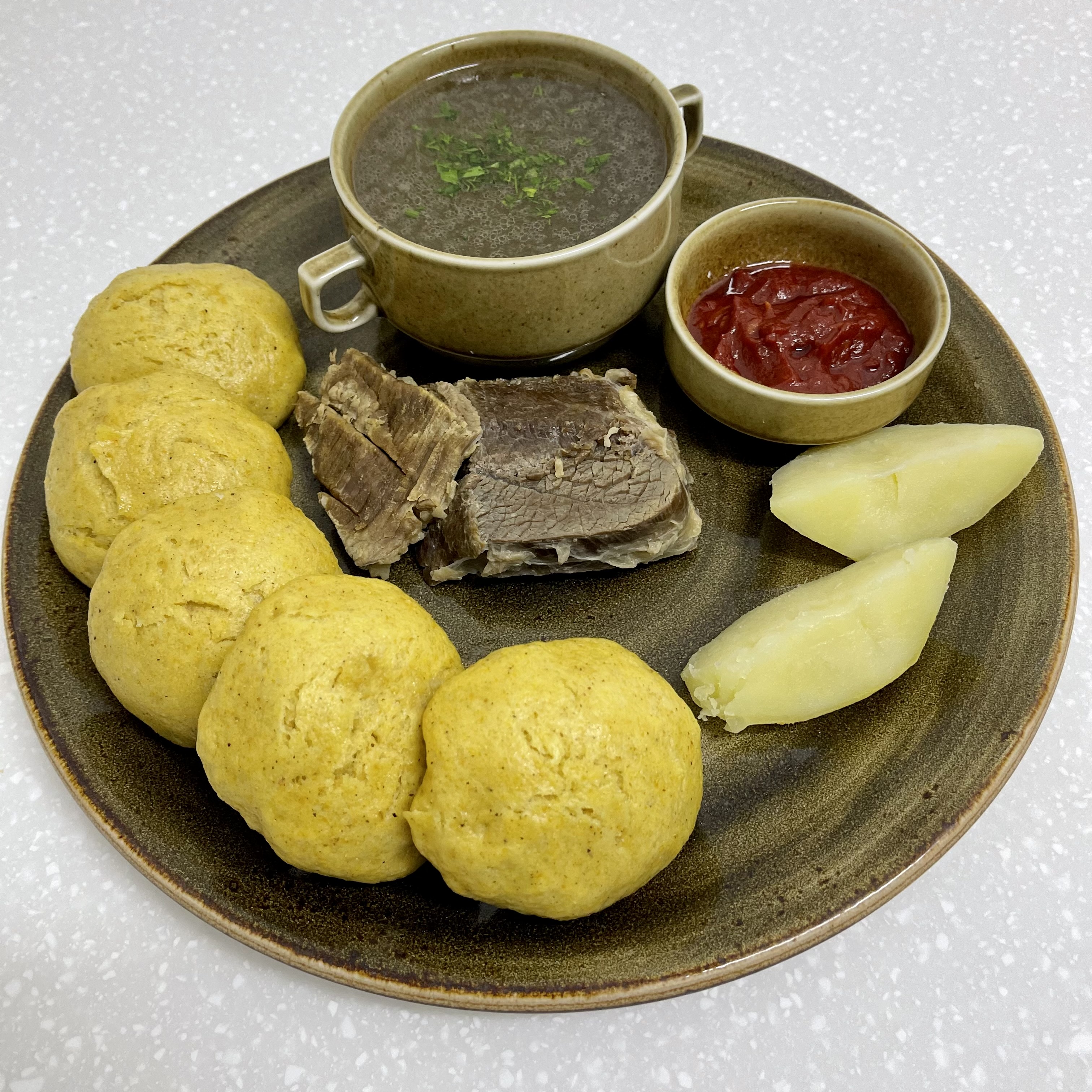 Кукурузный хинкал с сушеным мясом 