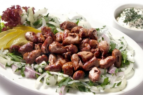 Шашлык из куриных сердечек