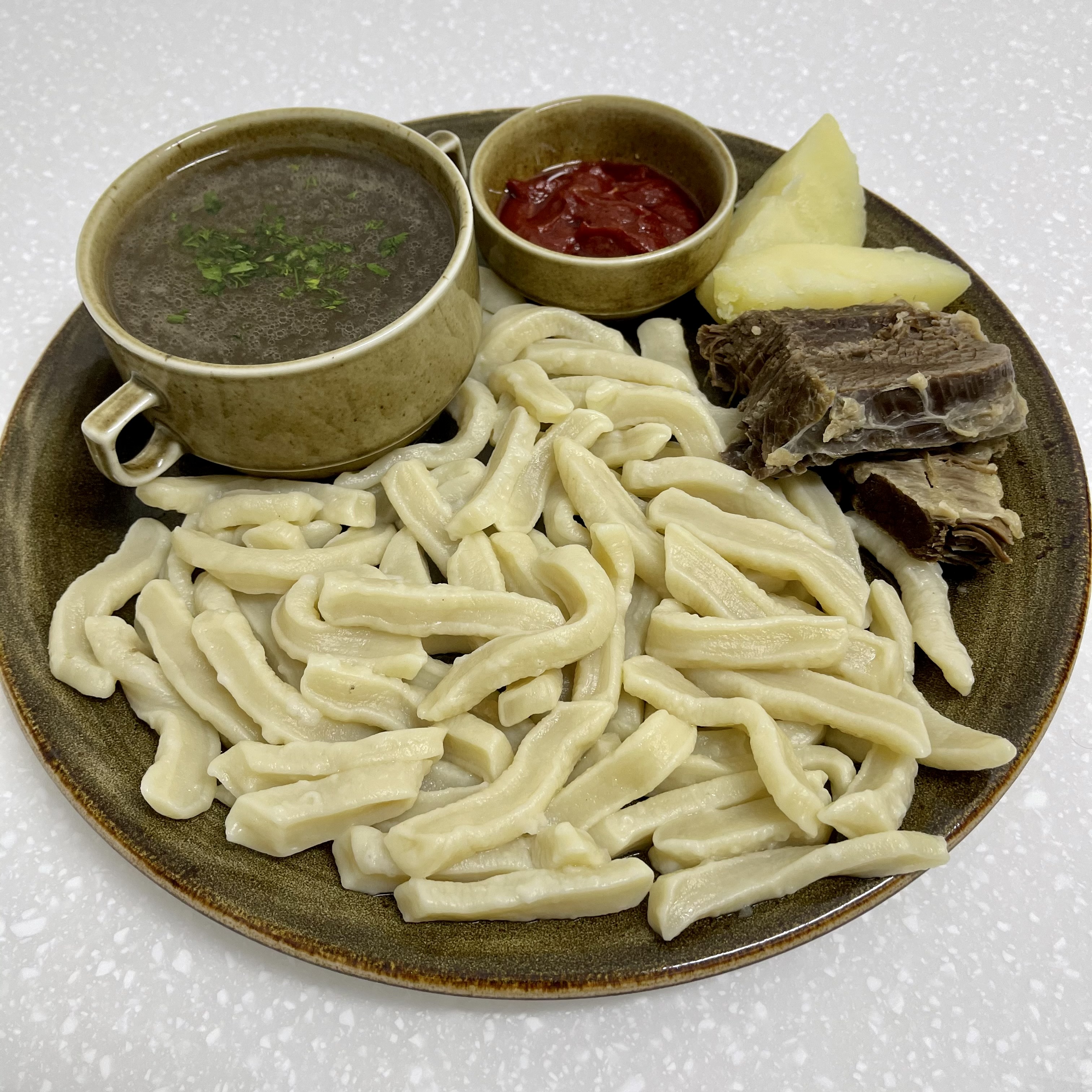 Чеченский хинкал с сушеным мясом