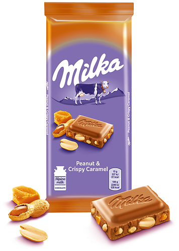 Милка молочный шоколад карамель-арахис