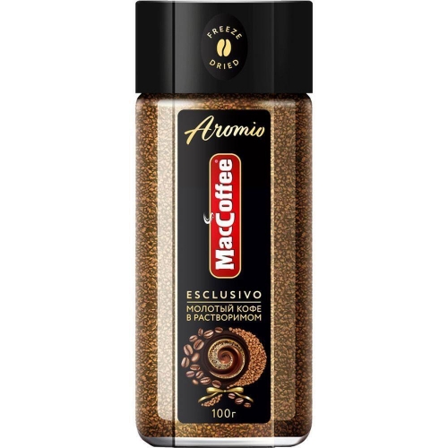 Кофе натуральный растворимый MacCoffee с добавлением кофе натурального жареного молотого AROMIO 100г