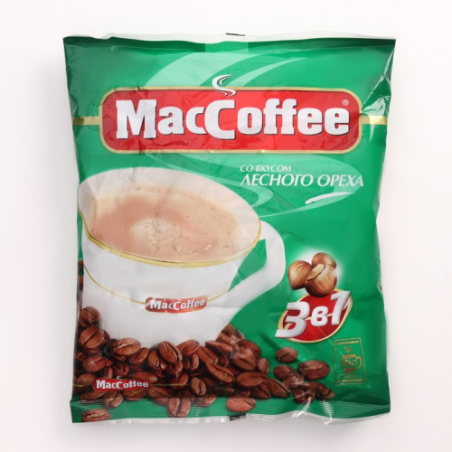 Напиток кофейный растворимый Maccoffee (3в1) со вкусом лесного ореха