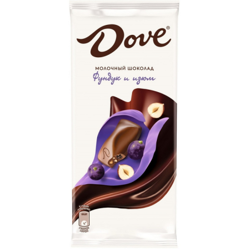 Dove мол,шок фундук-изюм 100гр
