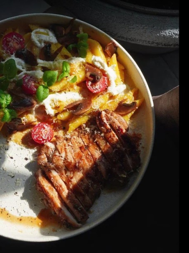 Паста Пенне с курицей и грибами