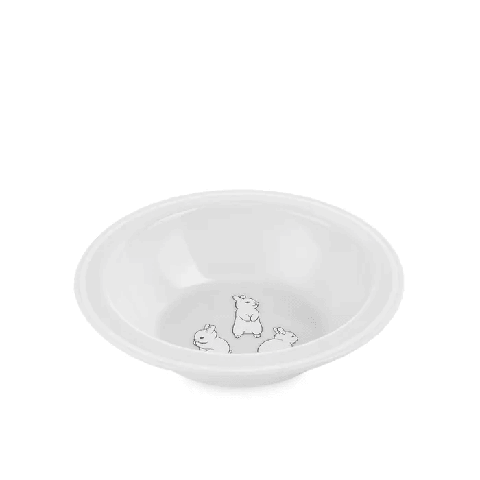 ХЕППИ БЕБИ Глубокая тарелка для кормл с антискользящим дном rabbit