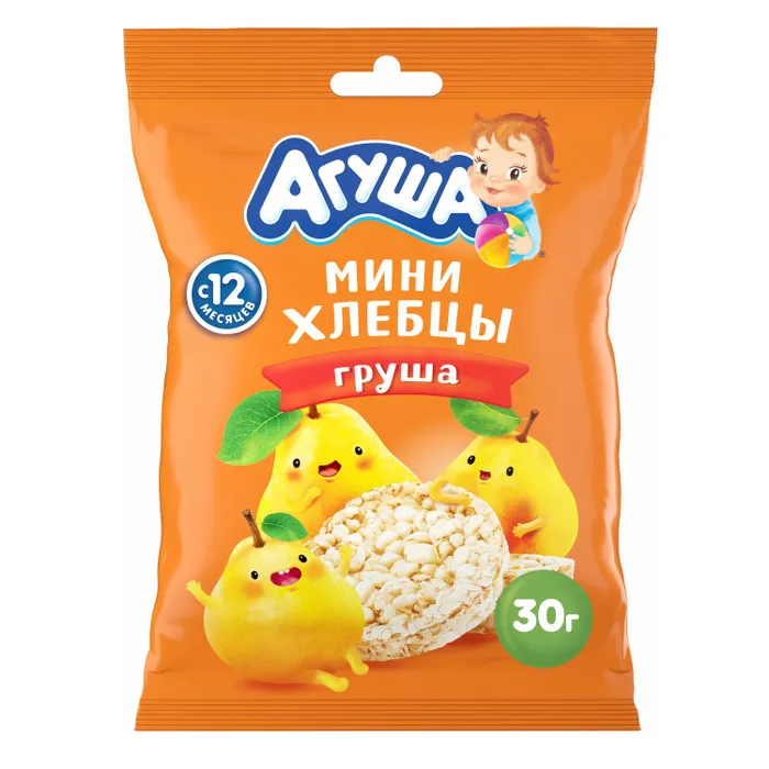 АГУША Хлебцы /30г/ Рисовые мини хлебцы Груша/ 8шт.