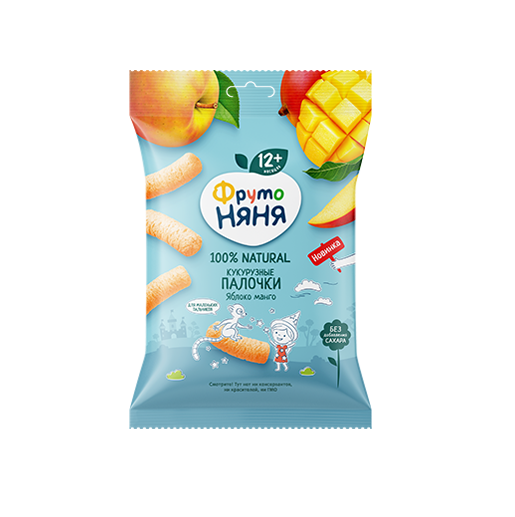 ФрутоНяня /20 гр/ Палочки кукурузные с яблоком и манго для питания детей раннего возраста