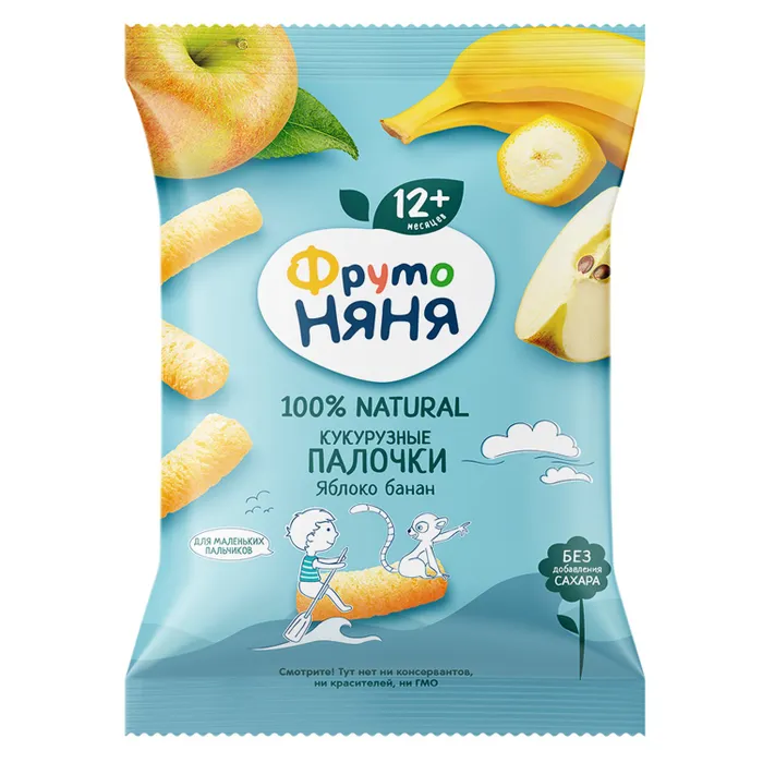 ФрутоНяня /20 гр/ Палочки кукурузные с яблоком и бананом для питания детей раннего возраста