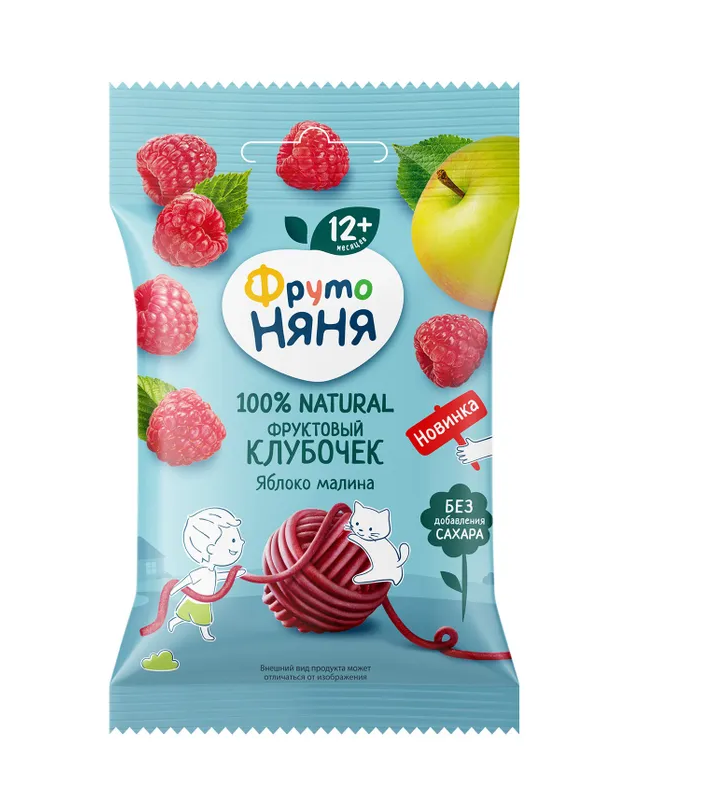 ФрутоНяня /15 гр/ Фруктовые кусочки из яблок и малины "Клубочек"