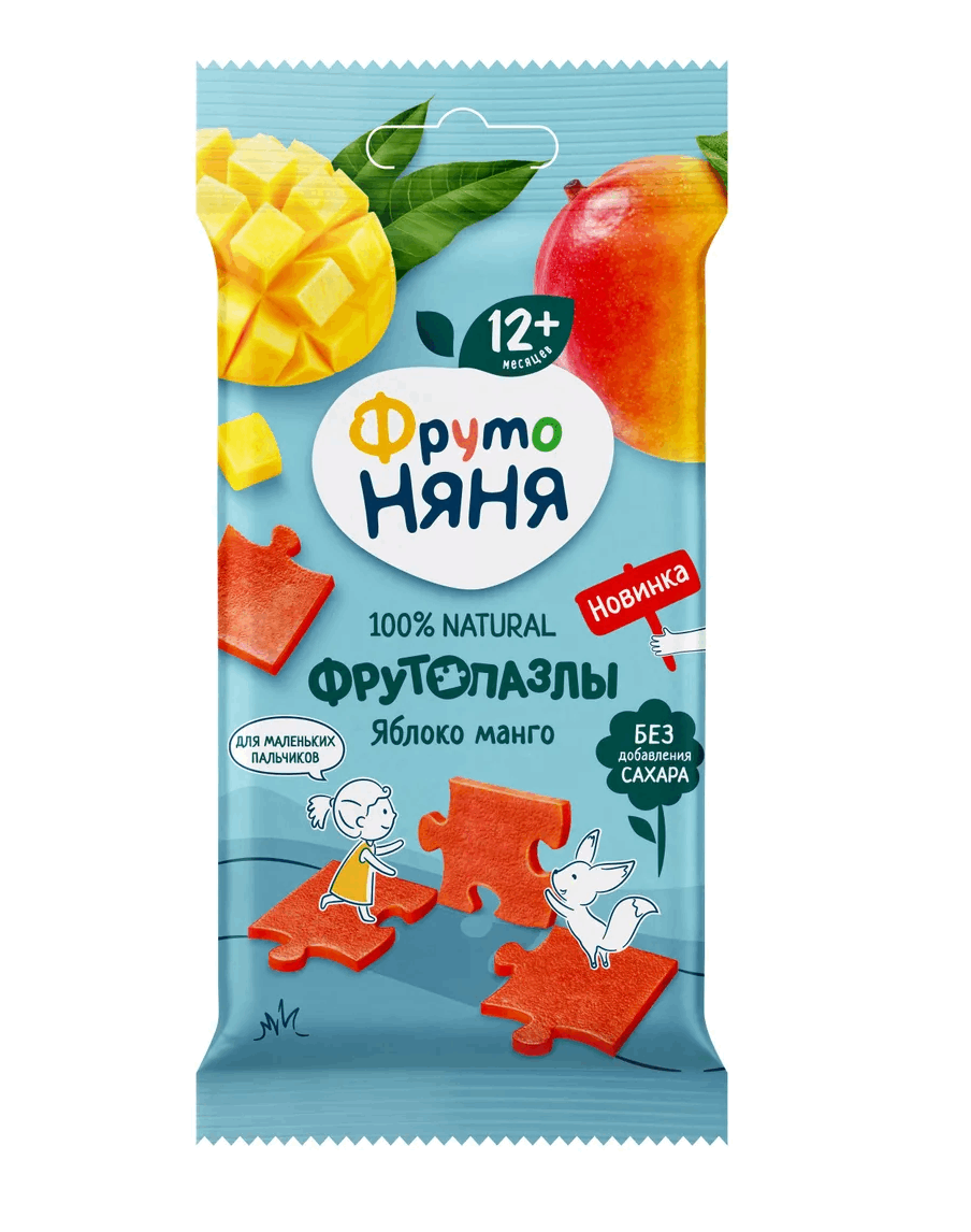 ФрутоНяня /20 гр/ Фруктовые кусочки из яблок и манго "Пазлы"