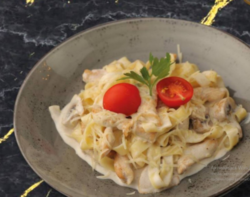 Паста Фетучини с курицей и грибами