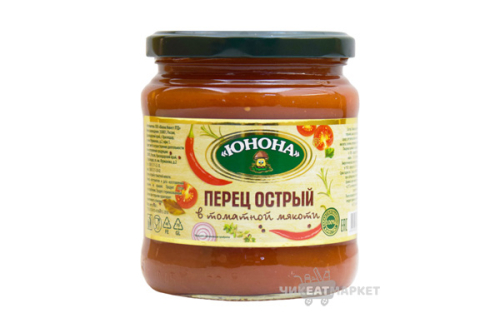 ЮНОНА перец острый в томатной мякоти 460гр