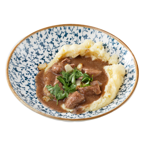 Тушёная телятина под соусом «Мясной сок»
