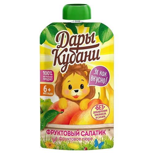 Фруктовое пюре "Дары Кубани" со вкусом фруктовый салатик 90г