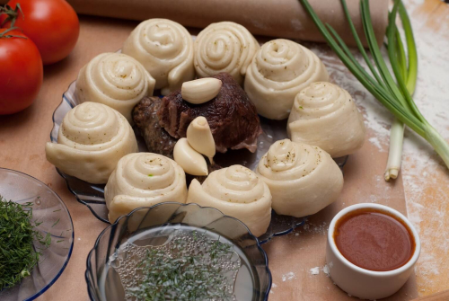 Слоеный хинкал с сушеным мясом