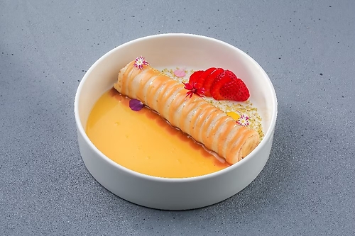 Блины с бананом, шоколадным кремом и апельсиновой  карамелью