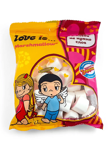 СЛАДКАЯ СКАЗКА Маршмеллоу 125гр воздушный зефир клубника со сливками LOVE IS