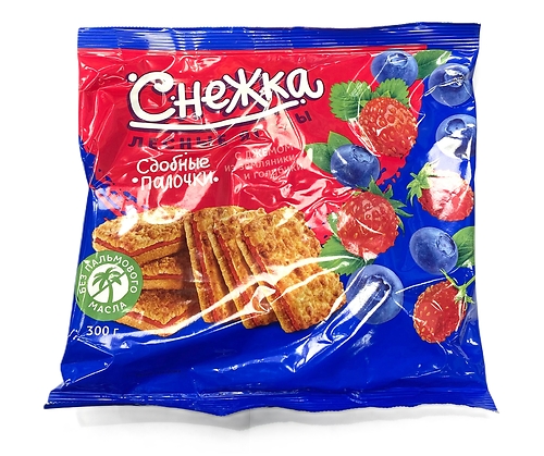 СНЕЖКА сдобные палочки лесные ягоды с джемом зкмляники и голубики 300гр