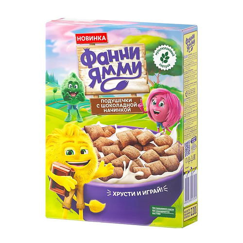 Фанни Ямми /220 гр/ Завтраки сухие. Подушечки мультизлаковые с шоколадной  начинкой / 5