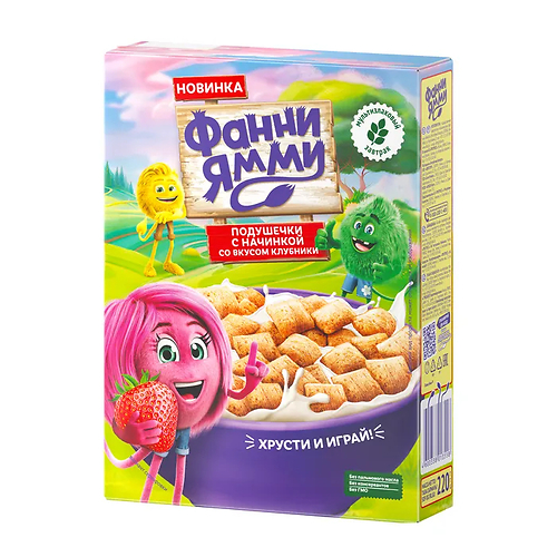 Фанни Ямми /220 гр/ Завтраки сухие. Подушечки мультизлаковые со вкусом клубники / 5