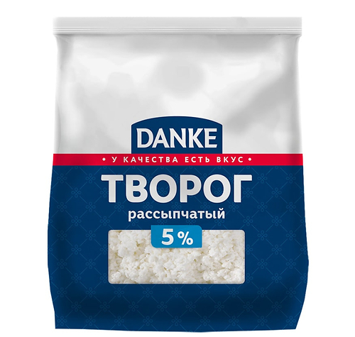 Творог пакет рассыпчатый DANKE 350гр 5%